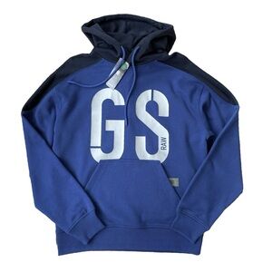 G-Star Raw 89 Logo Block Hoodie, Blue, Loose Fit, Men’s Size Small